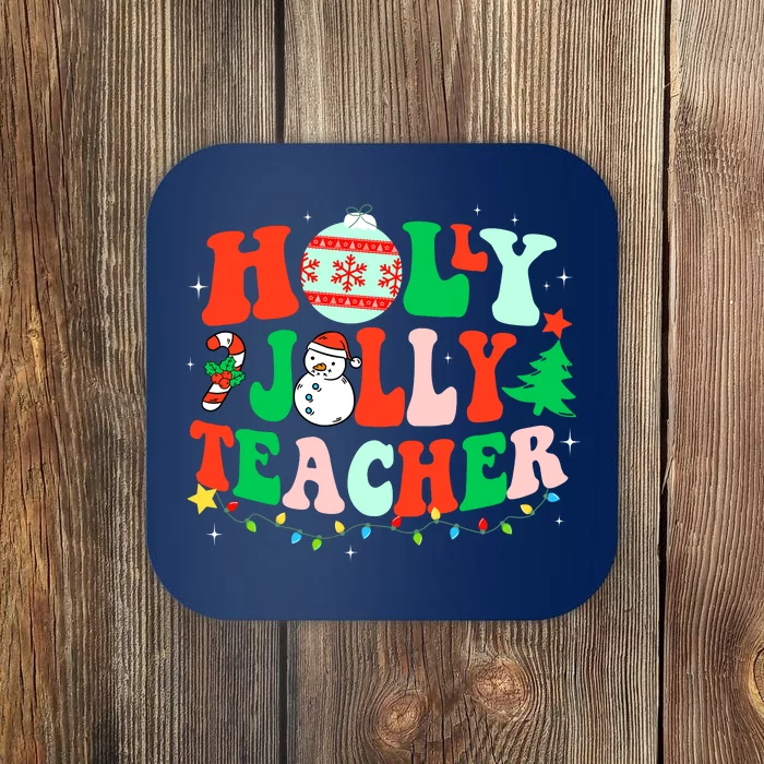 Holly N Jolly Santa Christmas Teacher Life Cute Xmas Holiday Coaster