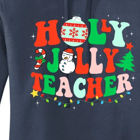 Holly N Jolly Santa Christmas Teacher Life Cute Xmas Holiday Women's Pullover Hoodie