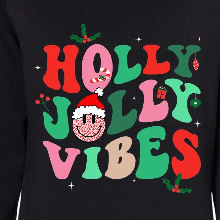 Holly n Jolly Santa Christmas Smiling Vibes Xmas Holiday Womens California Wash Sweatshirt