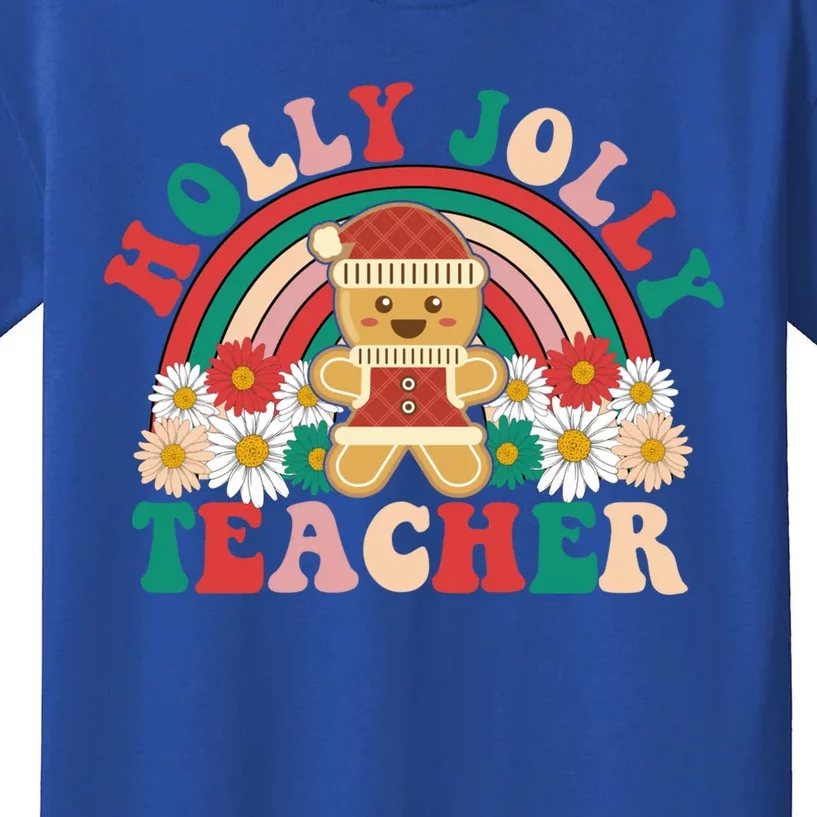 Holly N Jolly Teacher Great Gift Cookies Xmas Teacher Rainbow Gift Kids T-Shirt