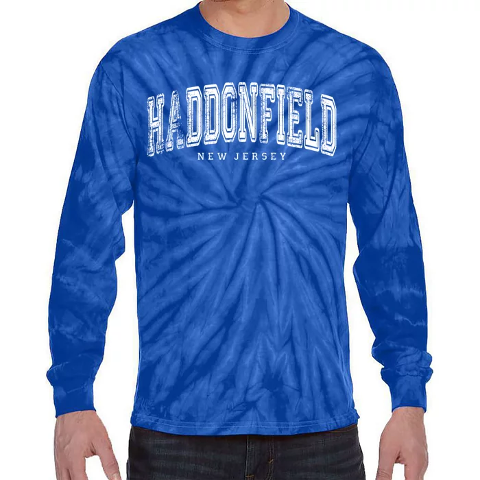 Haddonfield New Jersey Vintage Retro Us City State Travel Gift Tie-Dye Long Sleeve Shirt