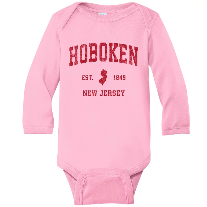 Hoboken New Jersey Nj Vintage Sports Baby Long Sleeve Bodysuit