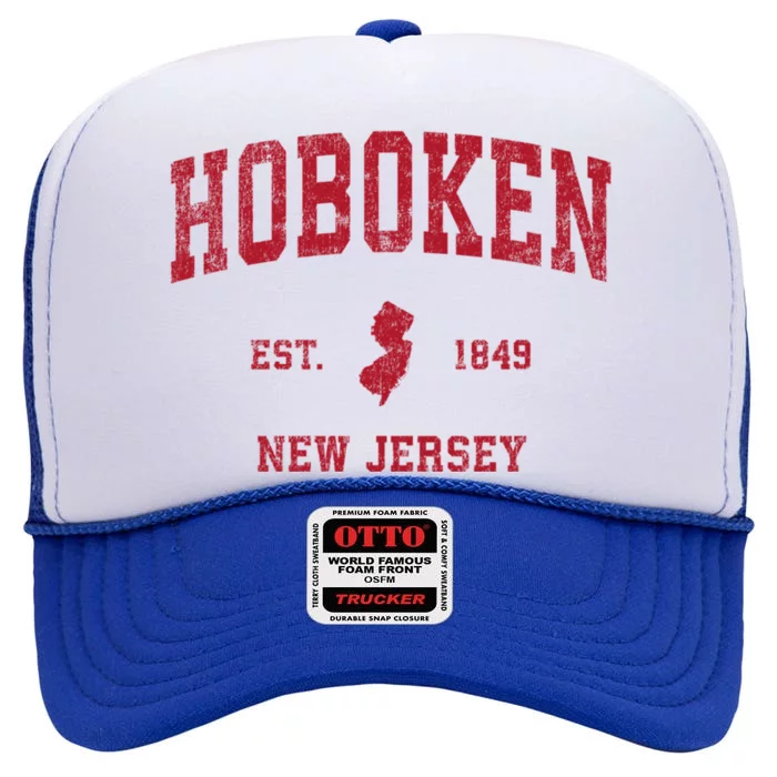 Hoboken New Jersey Nj Vintage Sports High Crown Mesh Trucker Hat