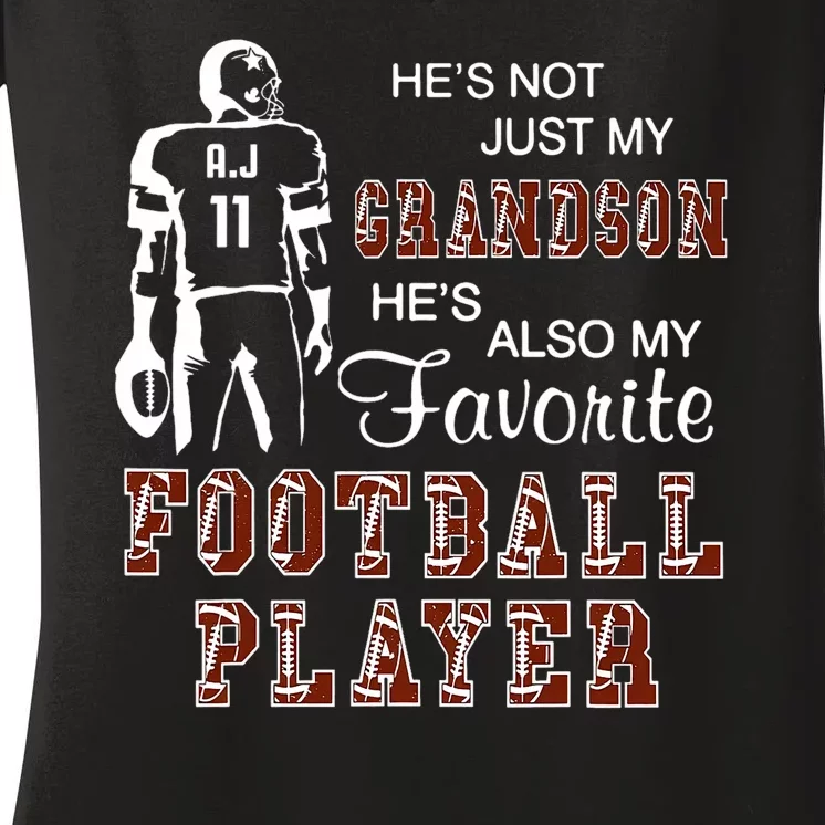 HeS Not Just My Grandson HeS Favorite Football Player Women's V-Neck T-Shirt