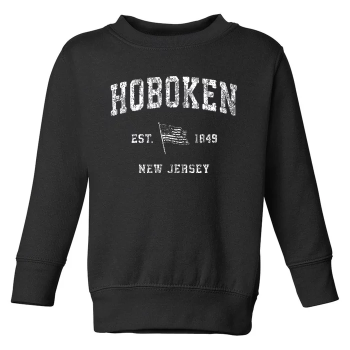 Hoboken New Jersey Nj Vintage Us Flag Sports Toddler Sweatshirt