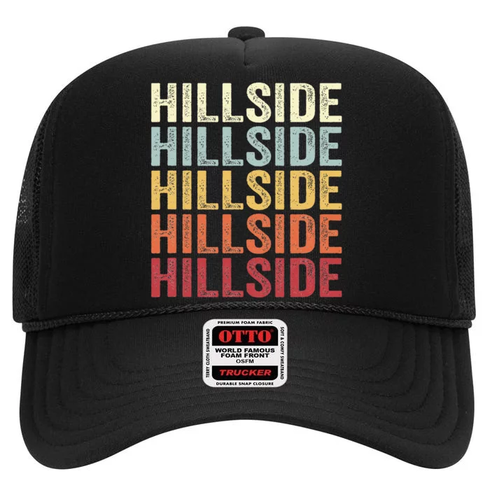 Hillside New Jersey Hillside Nj Retro Vintage High Crown Mesh Trucker Hat