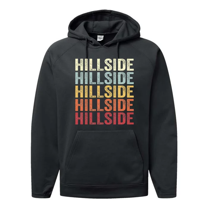 Hillside New Jersey Hillside Nj Retro Performance Fleece Hoodie