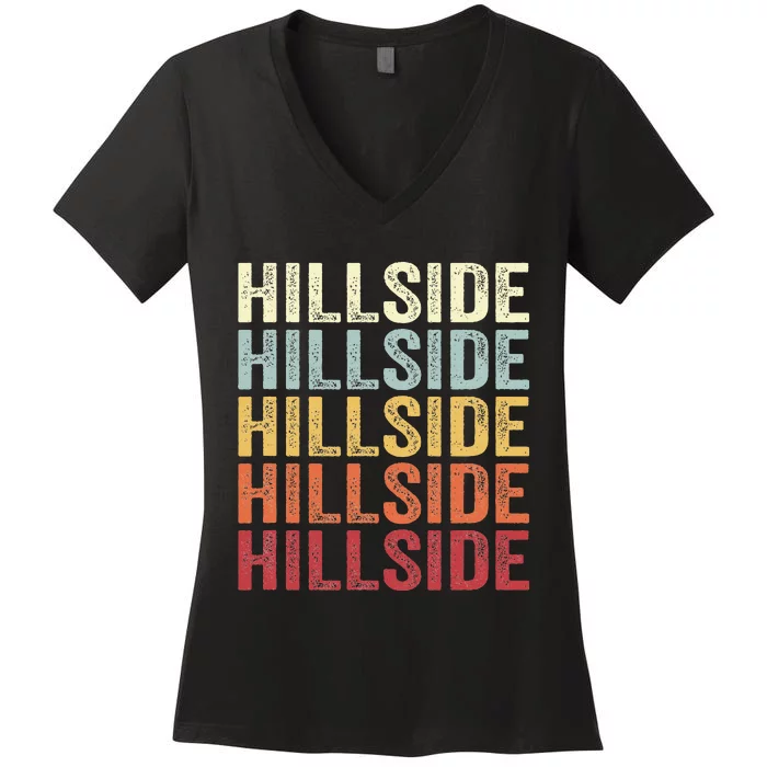 Hillside New Jersey Hillside Nj Retro Women's V-Neck T-Shirt