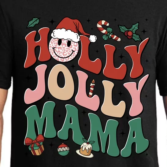 Holly N Jolly Mama Smile Santa Hat Jolly Mama Christmas Gift Pajama Set