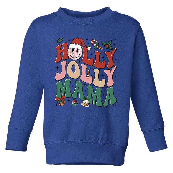 Holly N Jolly Mama Smile Santa Hat Jolly Mama Christmas Gift Toddler Sweatshirt