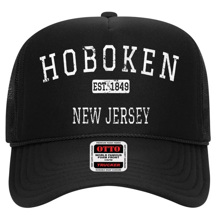 Hoboken New Jersey Nj Vintage High Crown Mesh Trucker Hat