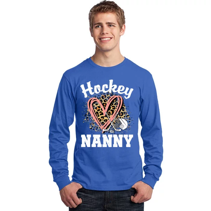 Hockey Nanny Leopard Heart Ice Hockey Great Gift Tall Long Sleeve T-Shirt