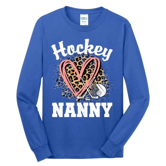 Hockey Nanny Leopard Heart Ice Hockey Great Gift Tall Long Sleeve T-Shirt