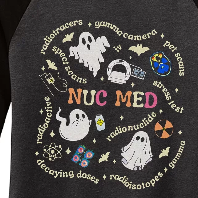 Halloween Nuc Med Tech Radiology Fall Nuc Med Tech Nmt Cnmt Women's Tri-Blend 3/4-Sleeve Raglan Shirt