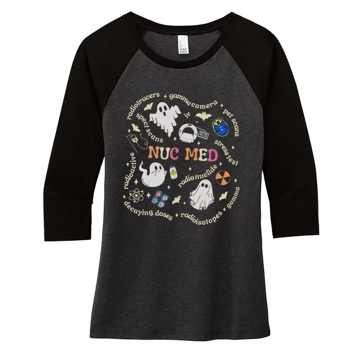 Halloween Nuc Med Tech Radiology Fall Nuc Med Tech Nmt Cnmt Women's Tri-Blend 3/4-Sleeve Raglan Shirt