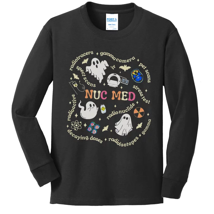 Halloween Nuc Med Tech Radiology Fall Nuc Med Tech Nmt Cnmt Kids Long Sleeve Shirt