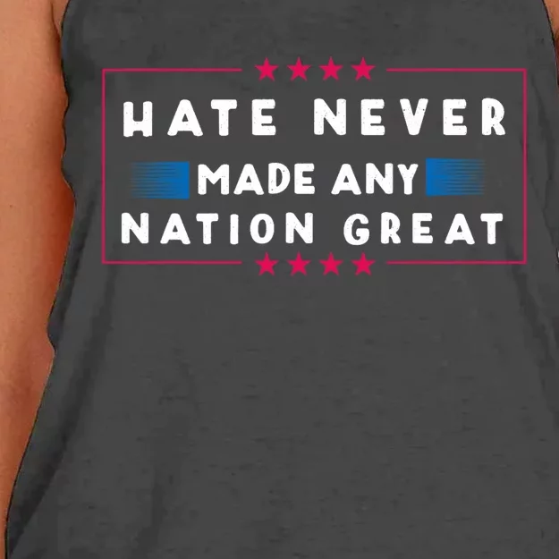 Hate Never Made Any Nation Great Women's Knotted Racerback Tank