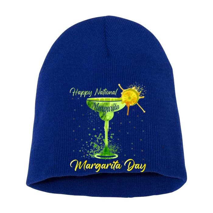 Happy National Margarita Day Funny Gift Short Acrylic Beanie