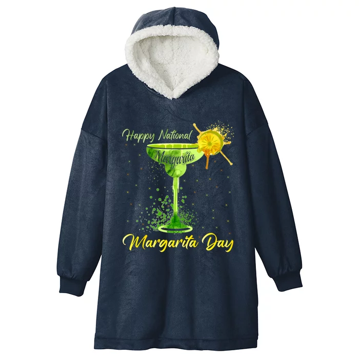 Happy National Margarita Day Funny Gift Hooded Wearable Blanket