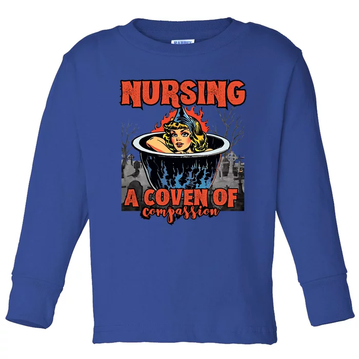 Halloween Nurse Nursing A Coven Of Compassion Gift Toddler Long Sleeve Shirt