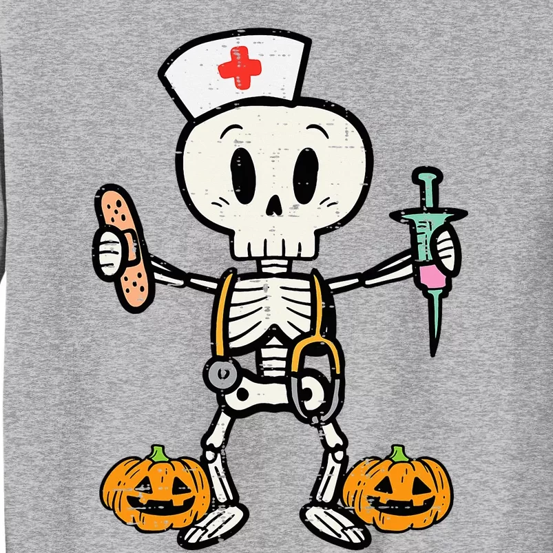 Halloween Nicu Nurse Skeleton Scrub Top Costume Tall Sweatshirt