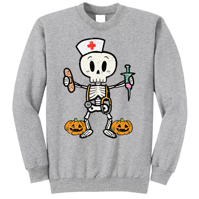 Halloween Nicu Nurse Skeleton Scrub Top Costume Tall Sweatshirt