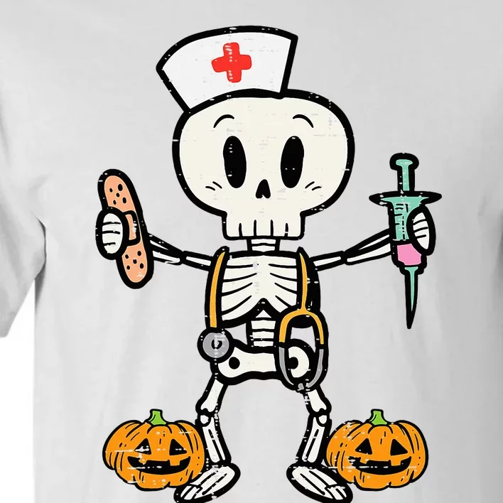 Halloween Nicu Nurse Skeleton Scrub Top Costume Tall T-Shirt