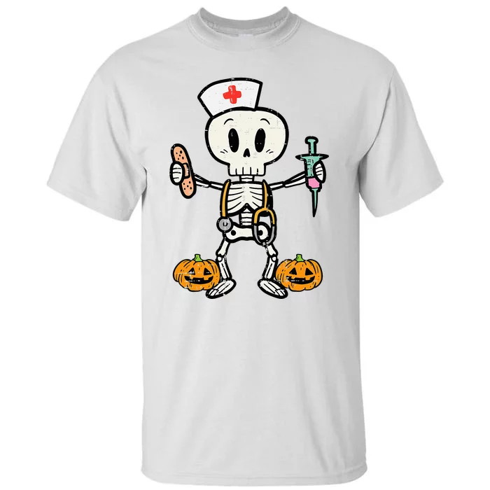 Halloween Nicu Nurse Skeleton Scrub Top Costume Tall T-Shirt