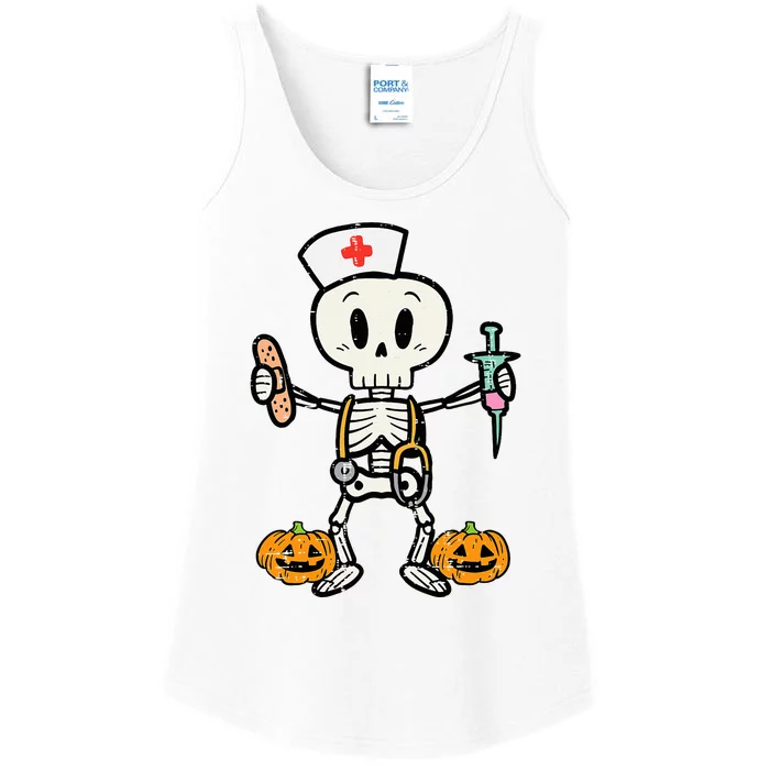 Halloween Nicu Nurse Skeleton Scrub Top Costume Ladies Essential Tank