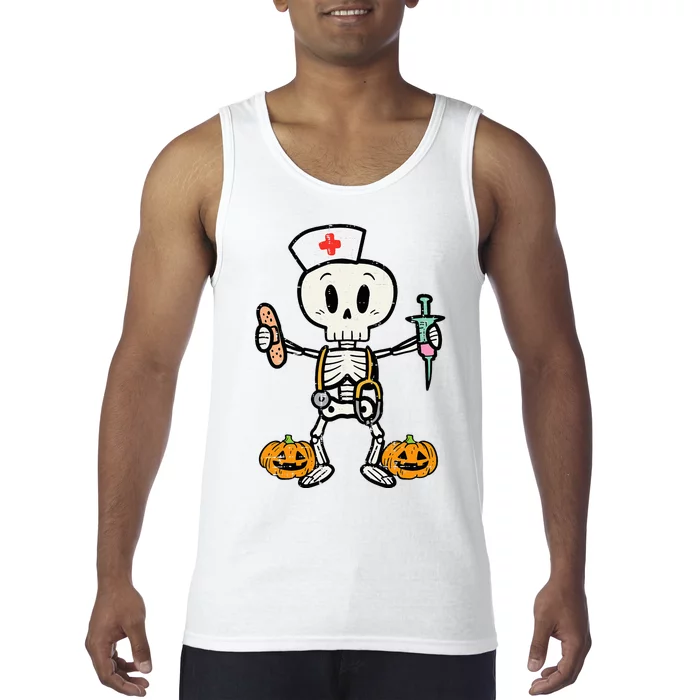 Halloween Nicu Nurse Skeleton Scrub Top Costume Tank Top