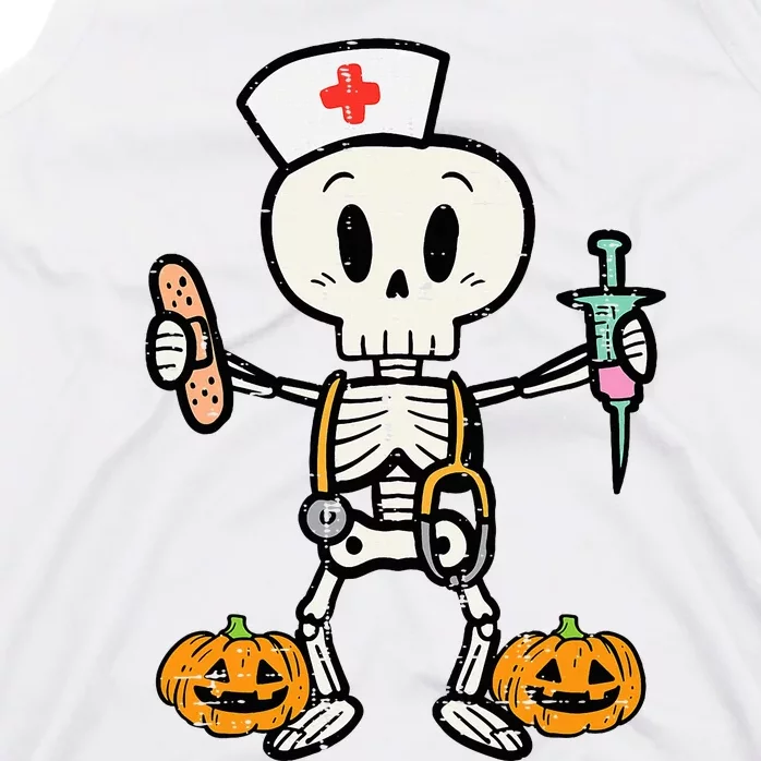 Halloween Nicu Nurse Skeleton Scrub Top Costume Tank Top