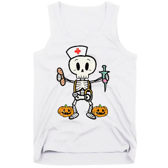 Halloween Nicu Nurse Skeleton Scrub Top Costume Tank Top