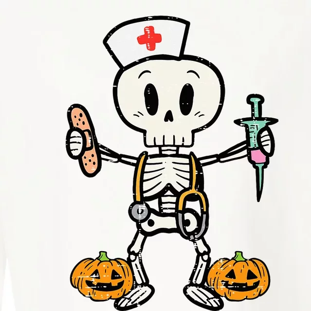 Halloween Nicu Nurse Skeleton Scrub Top Costume Cropped Pullover Crew