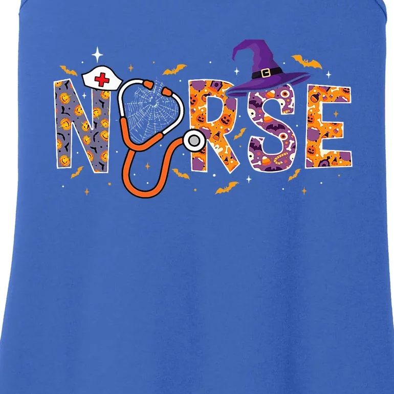 Halloween Nurse Nursing Cute Health Worker Halloween Pattern Ladies Essential Tank