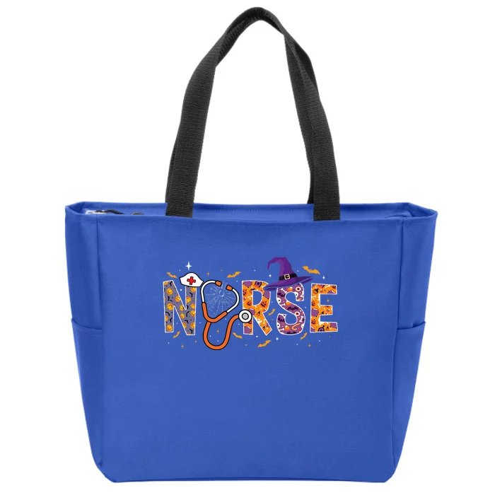 Halloween Nurse Nursing Cute Health Worker Halloween Pattern Zip Tote Bag