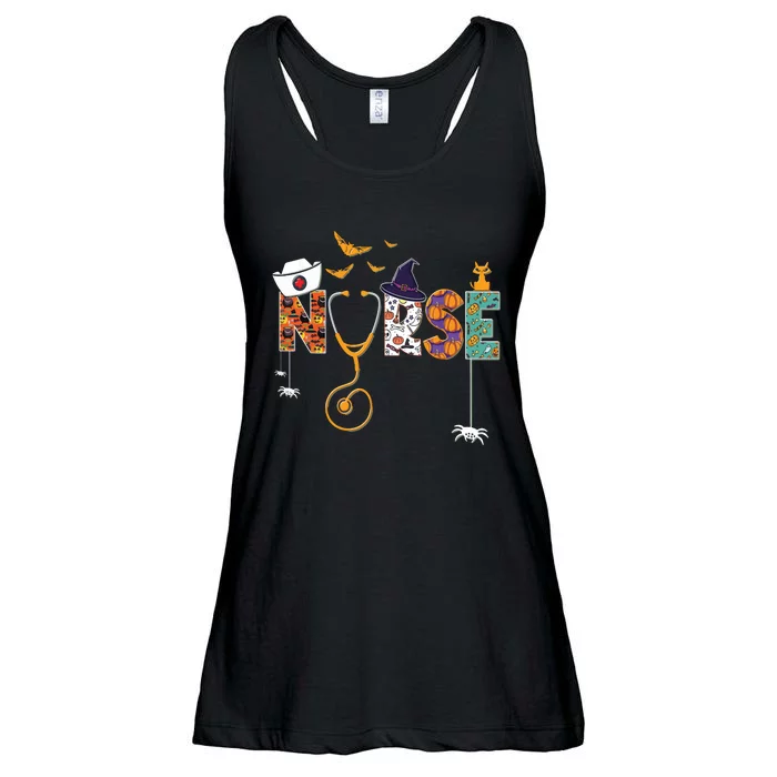 Halloween Nurse Nursing Cute Health Worker Halloween Pattern Ladies Essential Flowy Tank