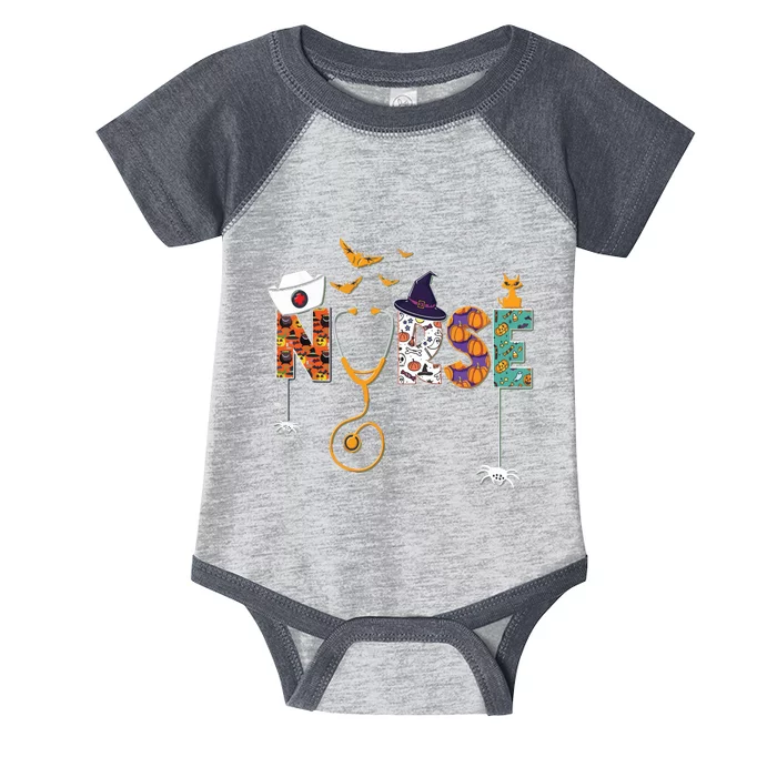 Halloween Nurse Nursing Cute Health Worker Halloween Pattern Infant Baby Jersey Bodysuit