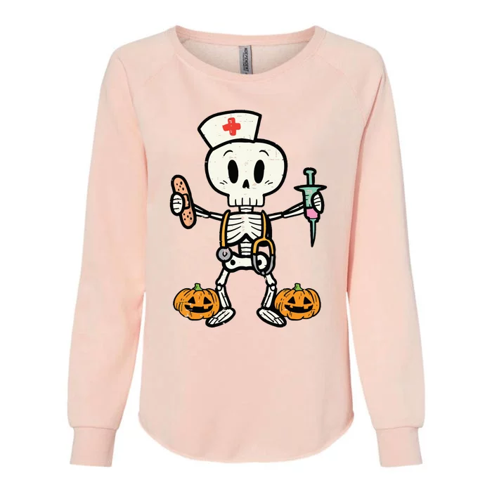 Halloween Nicu Nurse Skeleton Scrub Top Costume Womens California Wash Sweatshirt