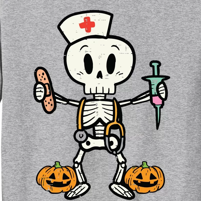 Halloween Nicu Nurse Skeleton Scrub Top Costume Tall Sweatshirt