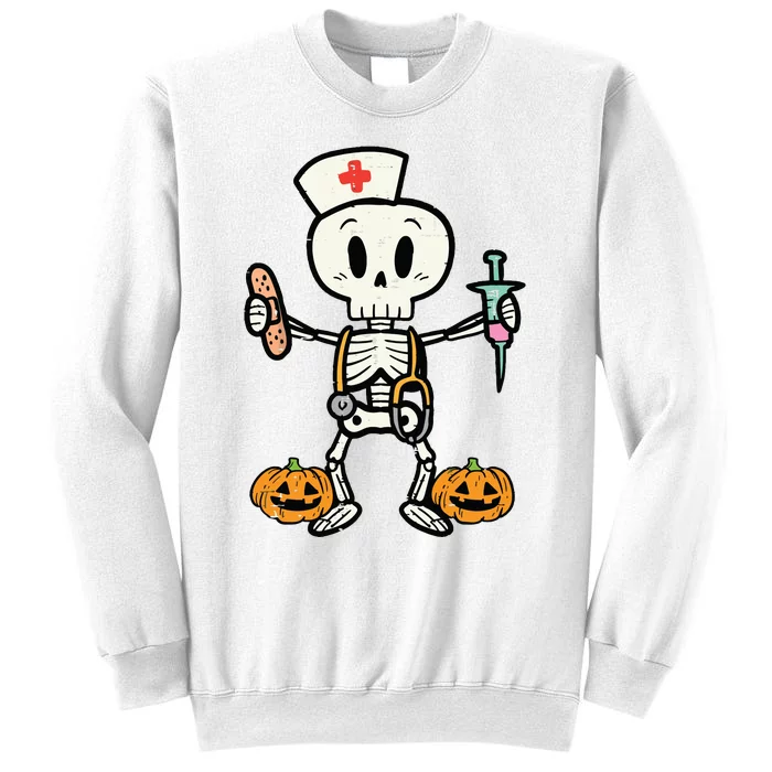 Halloween Nicu Nurse Skeleton Scrub Top Costume Sweatshirt