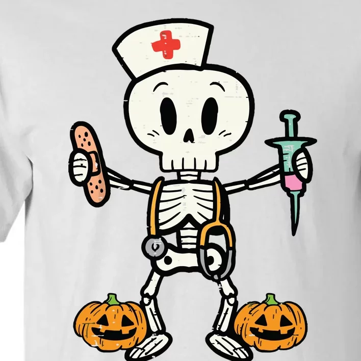 Halloween Nicu Nurse Skeleton Scrub Top Costume Tall T-Shirt