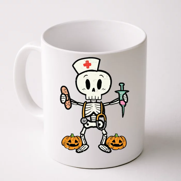 Halloween Nicu Nurse Skeleton Scrub Top Costume Front & Back Coffee Mug