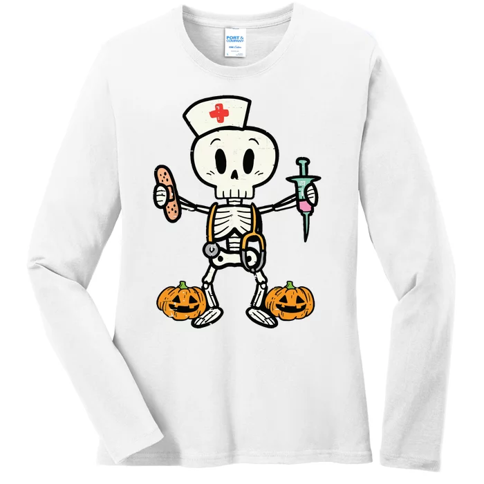 Halloween Nicu Nurse Skeleton Scrub Top Costume Ladies Long Sleeve Shirt