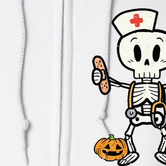 Halloween Nicu Nurse Skeleton Scrub Top Costume Full Zip Hoodie