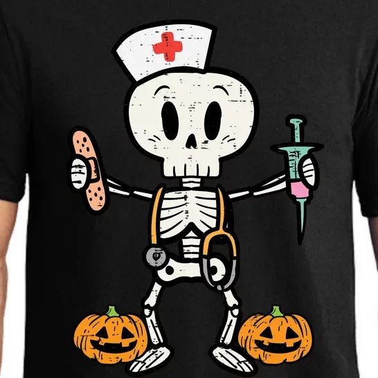 Halloween Nicu Nurse Skeleton Scrub Top Costume Gift Pajama Set