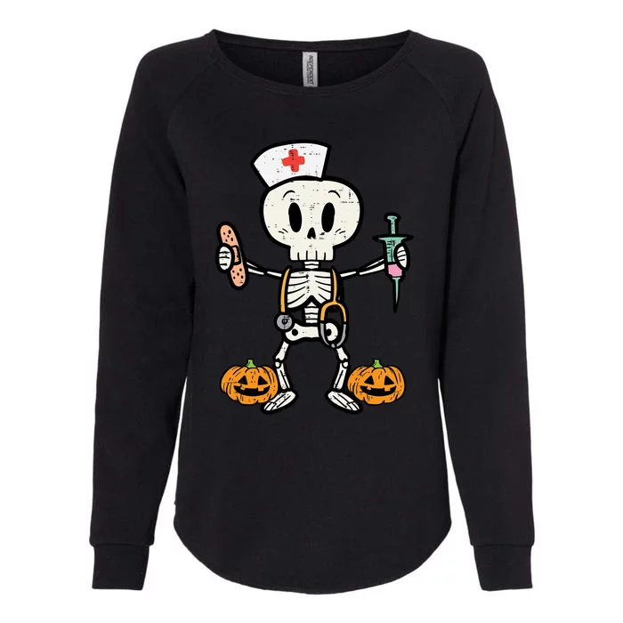 Halloween Nicu Nurse Skeleton Scrub Top Costume Gift Womens California Wash Sweatshirt