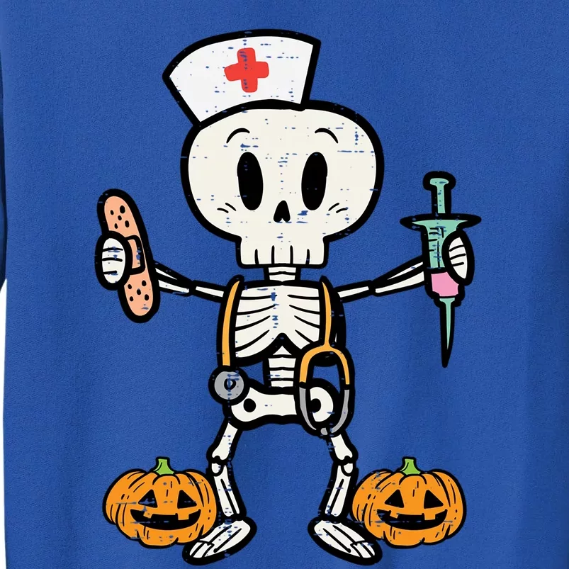 Halloween Nicu Nurse Skeleton Scrub Top Costume Gift Tall Sweatshirt