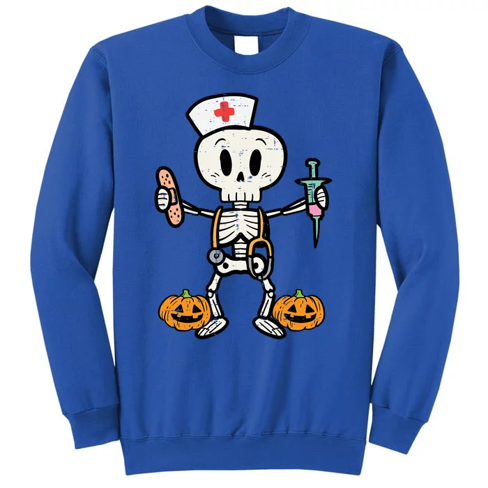 Halloween Nicu Nurse Skeleton Scrub Top Costume Gift Tall Sweatshirt