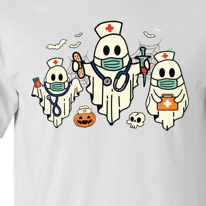 Halloween Nurse Nursing Funny Health Worker Rn Ghost Nurse Tall T-Shirt