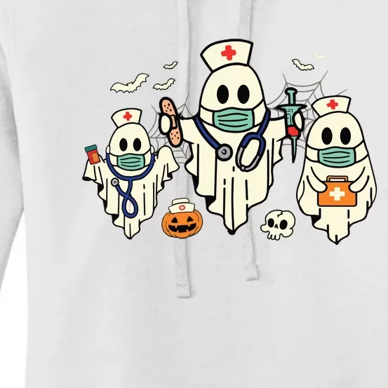 Halloween Nurse Nursing Funny Health Worker Rn Ghost Nurse Women's Pullover Hoodie